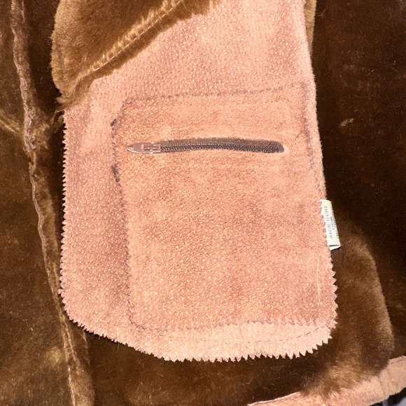 Marvin Richards Genuine Leather Suede Fur Trimmed Hooded Winter Coat Medium - Picture 7 of 8